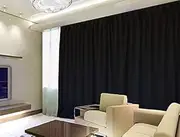 100% Blockout Curtain W280cm x D230cm Pinch Pleat Blackout High Level Fabric,Black,One Panel,15 Hooks