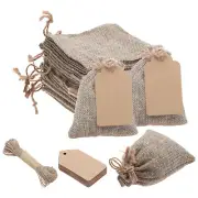 50PCS 5"x 7" Burlap Gift Bags with Drawstring and 50PCS Gift Tags & String