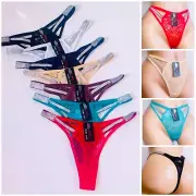 6 Pack Lot Sexy Womens Lace Thong Panties See Through Mesh G string Bikini Brief