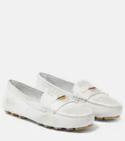 [Miu Miu] Miu Miu Distressed suede penny loafers AU 7 white