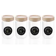 4PK Lemon & Lime Woodend Beech 200ml/10.5cm Glass Jar w/ Lid