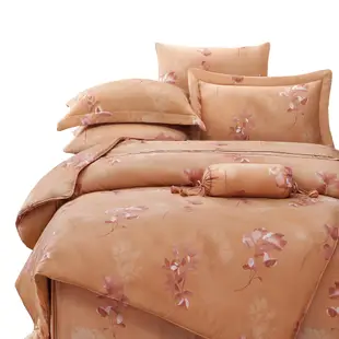 Saint Rose 午煦-橘 雙人頂級精緻100%純天絲枕套床包三件組