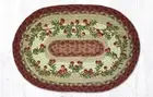 2 Braided Jute Oval Stenciled Placemat/Trivet/Swatch. Earth Rugs. CRANBERRIES.