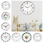 Punch-free Early Education Wall Clock 10 inch Learning Clock Living Bedroom