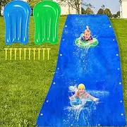 AIHSUMC 33 x 10 Ft Slip Lawn Water Slide with 2 Inflatable Bodyboards - Super Slip Water and Slides Heavy Duty Summer Slip Waterslides for Outdoor Backyard Lawn Summer Party Water Games