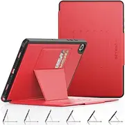 [SEYMAC stock] Hard Case for Samsung Galaxy Tab A9 Plus 11 Inch 2023 with Multi-Angles/Magnetic Stand, Card Slot, Auto Sleep/Wake Function, Red