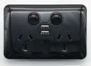 USB Dual Port Twin 3 Pin Electrical Power Point Socket Outlet GPO Slim Wafer