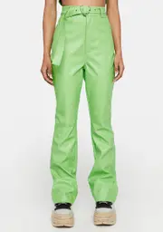 [Daisy Street] Neon Green Vegan Leather Trousers