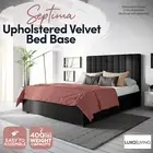Ensemble Velvet Fabric Bed Base Bed Frame Support Slat, Ink