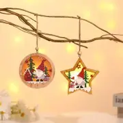 Christmas Tree Ornament Lamp LED Light Wooden Santa Xmas Hanging Pendant