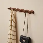 Wood Coat Rack Wall Mount - Coats Hook Hanger Wall-Mounted, Wave-Shaped Entry...