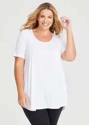 [Taking Shape] Taking Shape Bamboo Base Short Sleeve Top Size 16 in White - Plus Size Women's Tops & T Shirts White