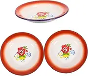 Gatuida 3pcs Vintage Enamel Food Snack Tray Flower Pattern Dessert Salad Plates for Kitchen Tableware for Home Decor and Entertaining