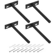 4Pcs 5 Inch Wall Mounting Floating Shelf Bracket Hidden Shelf Support, Black
