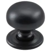 Medium Plain Cupboard Knob, Matte Black
