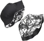 [FOMIYES] Outdoor Sun Hat Creative Double-Sided Coconut Tree Print Wide Brim and Comfortable for Unisex Black