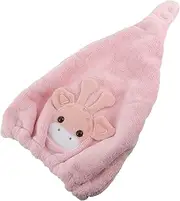 OFFIGAM Cartoon Deer Hair Drying Towel Super Absorbent Coral Fleece Quick Dry Cap for All Hair Types for Curly Thick Gentle Skin