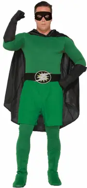 Hero Boxer Shorts Mens Superhero Costume Party Adult w/ Elastic Waist Belt Green
