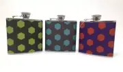 Women's Stainless Steel Patterned Flask by Neiman Marcus 6 oz Purple Blue Green