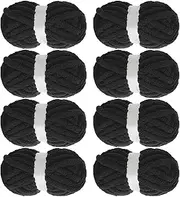 Chunky Yarn for Crocheting 8 Pack,Black Fluffy Jumbo Chenille Yarn,Soft Plush Yarn Bulky,Giant Thick Fuzzy Yarn for Hand Knitting or Arm Knitting (27 yds,8 oz Each Skein)