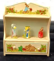 MARY GRADY O’BRIEN Miniature Nursery Cabinet W/ Rabbit, Duck & House Figurines