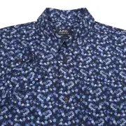 $295 APC Surchemise Blue Floral Trek Button Up Shirt Mens Size Small