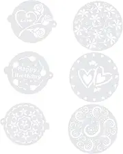 FUNOMOCYA 6pcs Plastic Cake Stencils Baking Templates for Birthday Wedding Anniversary Cakes