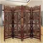 Mid century room divider screen, Handamde Wooden carvi 4 panel folding partition
