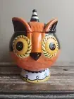 Johanna Parker Carnival Cottage Halloween Owl Cookie Jar Canister Owlfunzo Hoot