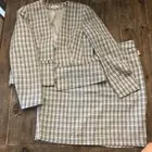 Jaclyn Smiths Kmart Tweed Plaid Blazer And Skirt Set White/Blue/Black Size XXL
