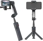 MotionMaster Phone Gimbal Stabiliser, Portable with Wireless Remote, Portrait & Landscape Modes, Tripod, Fill Light Selfie Stick, Smooth Recording (Black)