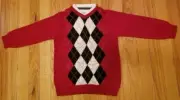 NWT 2-Piece Children's Place Boys Red Argyle Sweater with White Oxford Shirt 3T