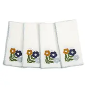 Misette Floral Embroidered Linen Napkins, Set of 4