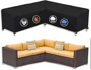 AUPERTO L-Shape Garden Furniture Cover, Lounge Cover, Garden Sofa Cover, Waterproof, Heavy Duty 210D Oxford Fabric, UV-Resistant Protective Cover for Garden Lounge Corner Sofa (215 x 215 x 87 cm)
