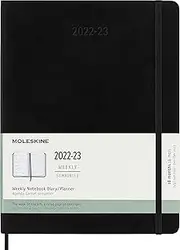 Moleskine 2023 Weekly Notebook Planner, 18m, Extra Large, Black, Soft Cover (7.5 X 10)