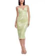 Dress the Population Megan Sequin V Neck Midi Dress
