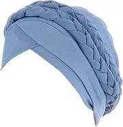 Braid Turban Hats for Women Summer Head Wrap Cover Hat African Pre Tied Twisted Bonnet Cancer Turban Hat Headwear
