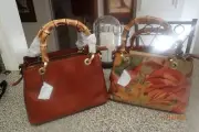 Patricia Nash Empoli Leather Bamboo-Inspired Handle Satchel BROWN TAN & TROPI DR