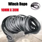 24809LBS 10MM x 30M Synthetic Strap 4WD Winch Rope Grey Recovery Cable Car Tow