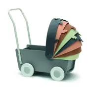 Skrallan 2y+ Stroller Wooden Pram w/ Felt Concertina Hood For Dolls Play Toy
