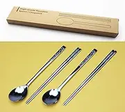 Korean Style Stainless Steel Spoons and Chopsticks set (2 Set-MoMo)