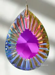 Huge 89mm Flaming Teardrop AB coated Pendant Crystal Prism Suncatcher 3-1/2"