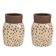 2x Urban Remy 18cm Ceramic Plant/Flower Vase Home Decor Display Pot Small Mocha