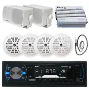 PLMRB29B Bluetooth USB Boat Radio, 400W Amp, Antenna, 3.5" Speakers, 4" Speakers