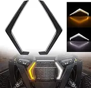 1 Pair UTV ATV LED Front Turn Signal Lights, for Polaris, RZR XP 4 1000 Turbo 2018-2021 LED Center Grill Light(Clear)