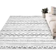 Catzon Modern Rug Fluffy Geometric Washable Non-slip Carpet for Living Room-P