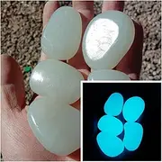 50 pcs Colorful Elliptical Pebbles，Diameter Approximately 1.77 inches,Luminous Stone,Decoratable Garden, Courtyard, Fish Tanks, Aquariums, Swimming Pools etc.(White)