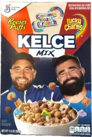 Kelce Mix Cereal Reeses Puffs Cinnamon Toast Crunch Lucky Charms Travis/ & Jason