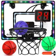 Basketball Hoop Indoor for Kids,LED Light Mini Basketball Hoop with 3 Balls &...