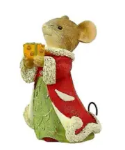 HEART OF CHRISTMAS MICE BY KAREN HAHN - SWISS MISS GIFT - MOUSE W/ CHEESE GIFT